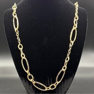 Banana Republic Factory Gold Hammered Ovals Geometric Statement Necklace NWT